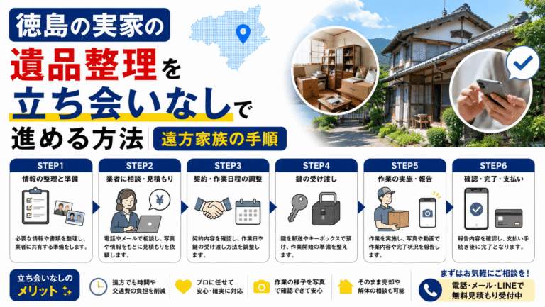 徳島の実家の遺品整理を立ち会いなしで進める方法｜遠方家族の手順