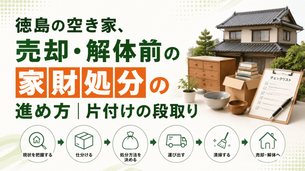 徳島の空き家、売却・解体前の家財処分の進め方｜片付けの段取り